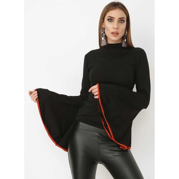 Bambina Mia Tops - Bambina Mia - Bell-Sleeve Mock Neck Top